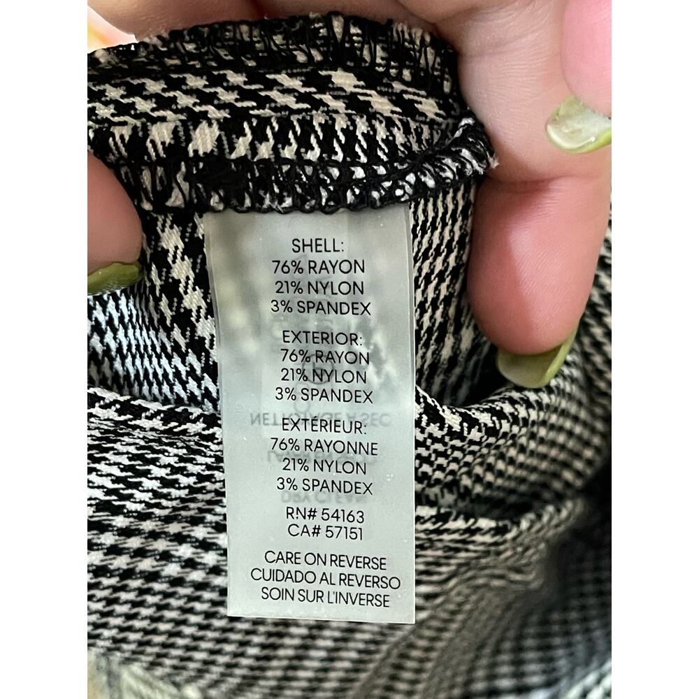Calvin Klein Sleeveless Houndstooth Black White Ruffle Hem Sheath Dress Size 6 - Picture 5 of 6